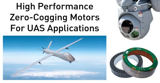A graphic showing a graphic of a General Atomics MQ4 Reaper, next to the gimbal of a Northrop Grumman MQ-8C and a ThinGap LSI 75 slotless motor kit.